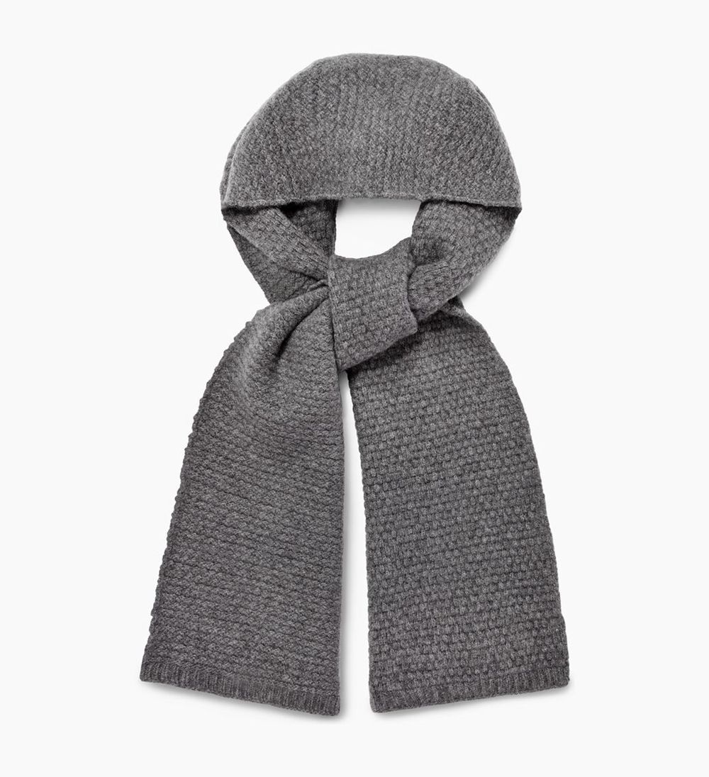 Ugg Scarfs Mens - Ugg Hendrix Popcorn Stitch Medium Grey - 381WAXDGI